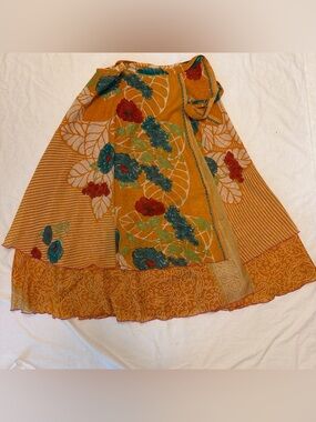 Bright  Floral Print wrap Skirt